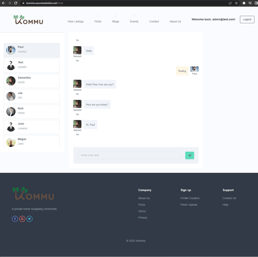 Kommu Chat feature